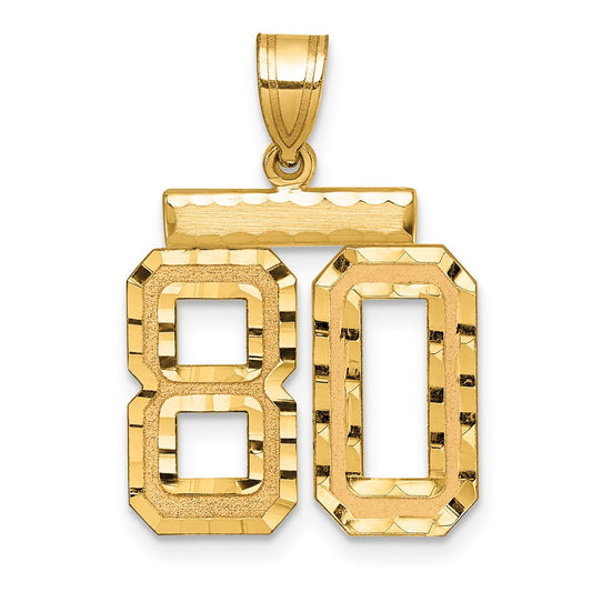 14k Medium Diamond-cut Number 80 Charm