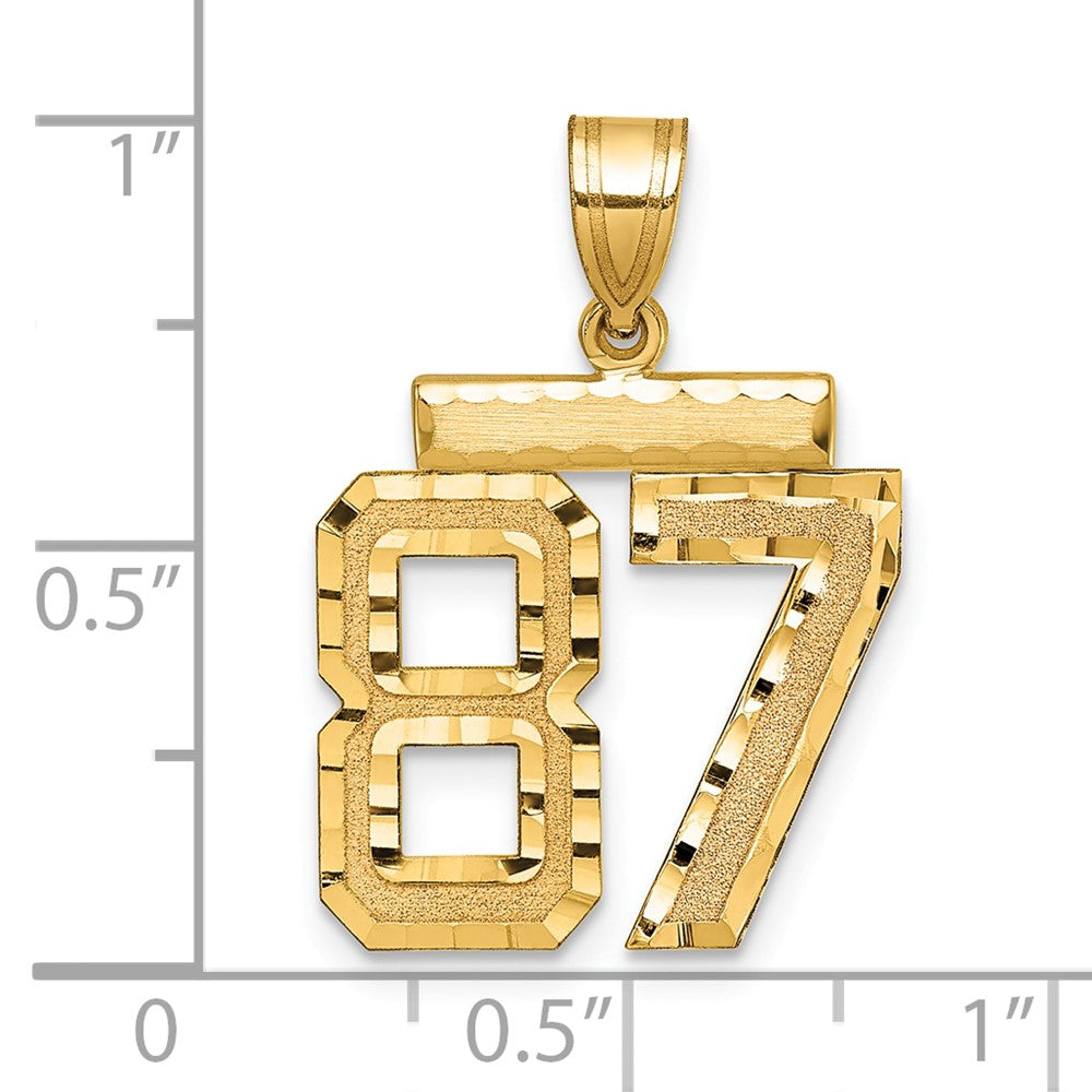 14k Medium Diamond-cut Number 87 Charm