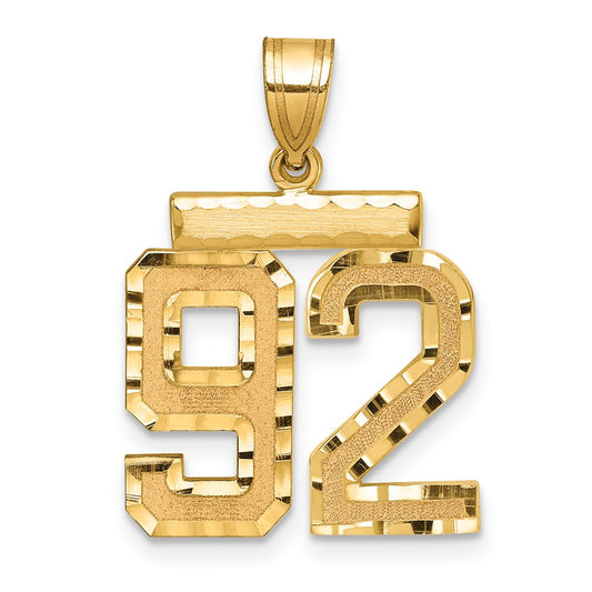 14k Medium Diamond-cut Number 92 Charm