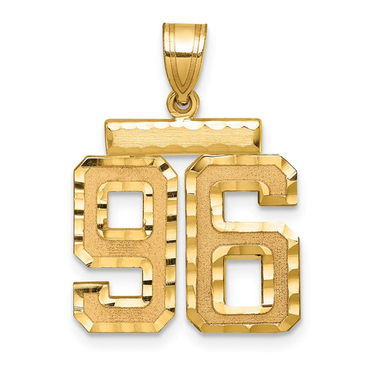 14k Medium Diamond-cut Number 96 Charm