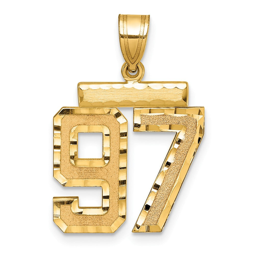 14k Medium Diamond-cut Number 97 Charm