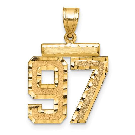 14k Medium Diamond-cut Number 97 Charm