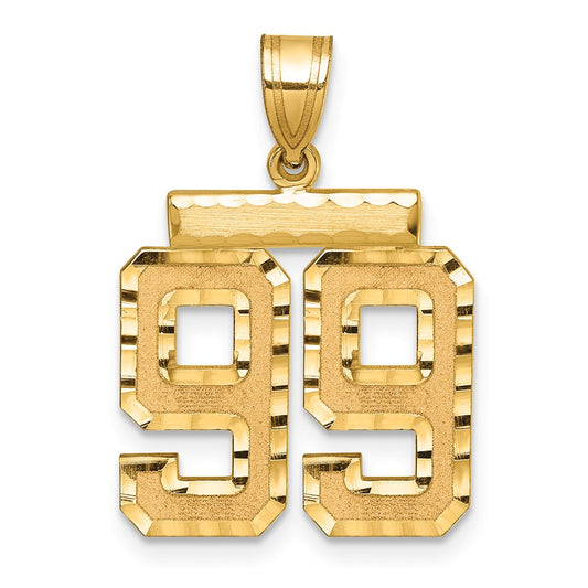 14k Medium Diamond-cut Number 99 Charm