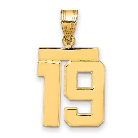 14k Medium Polished Number 19 Charm
