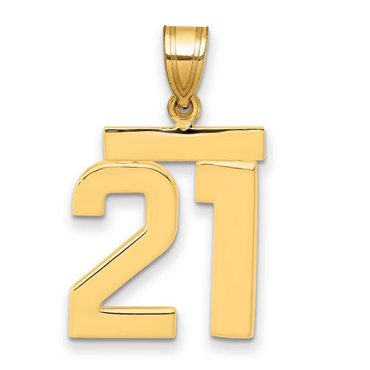 14k Medium Polished Number 21 Charm