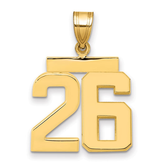 14k Medium Polished Number 26 Charm