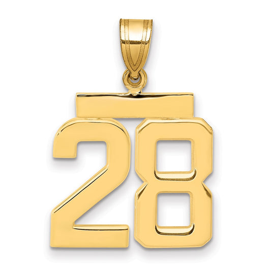 14k Medium Polished Number 28 Charm