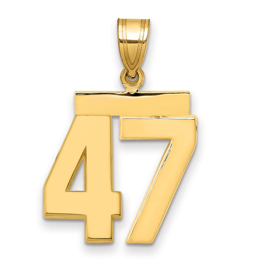 14k Medium Polished Number 47 Charm