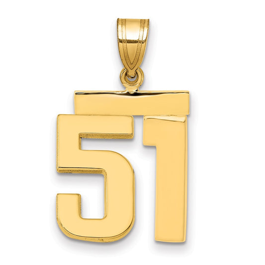 14k Medium Polished Number 51 Charm