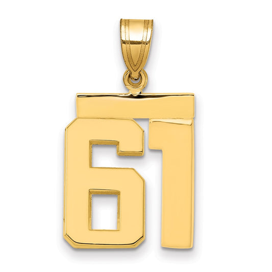 14k Medium Polished Number 61 Charm