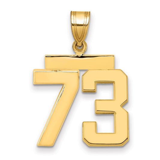 14k Medium Polished Number 73 Charm