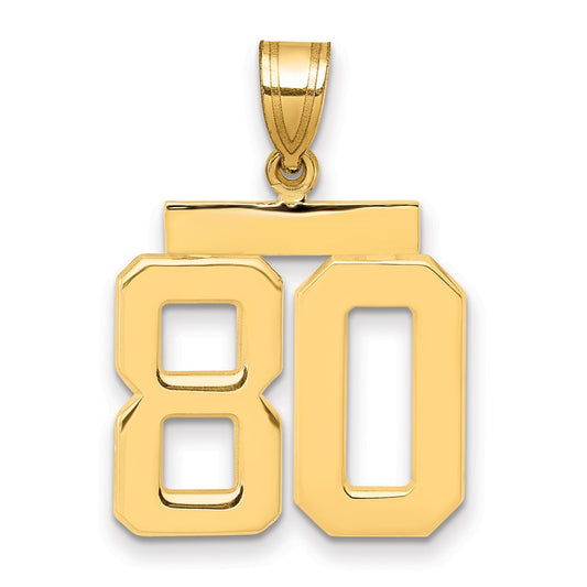 14k Medium Polished Number 80 Charm