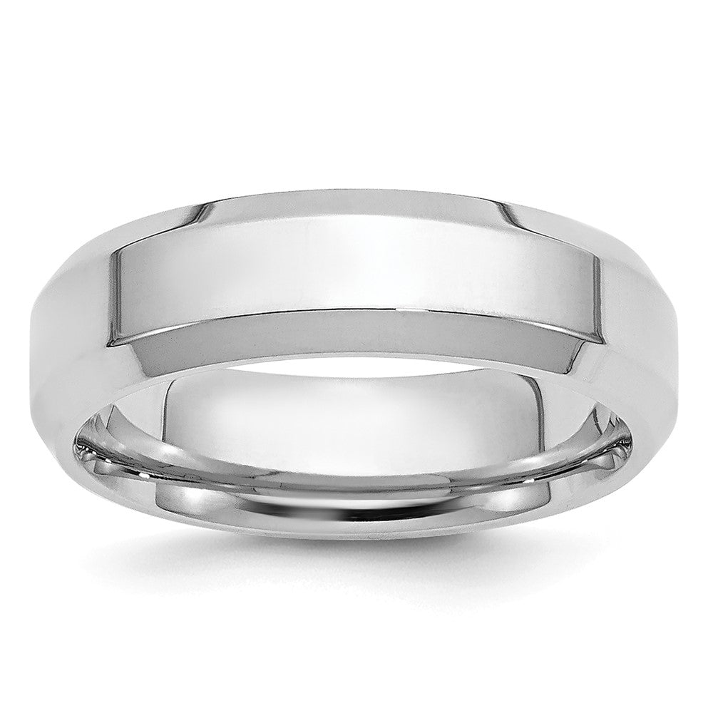 Platinum 5mm Polished Beveled Edge Wedding Band Size 7.5