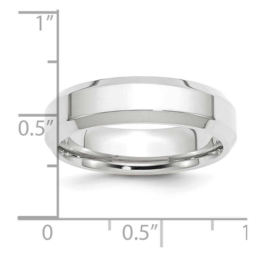 Platinum 6mm Polished Beveled Edge Wedding Band Size 12
