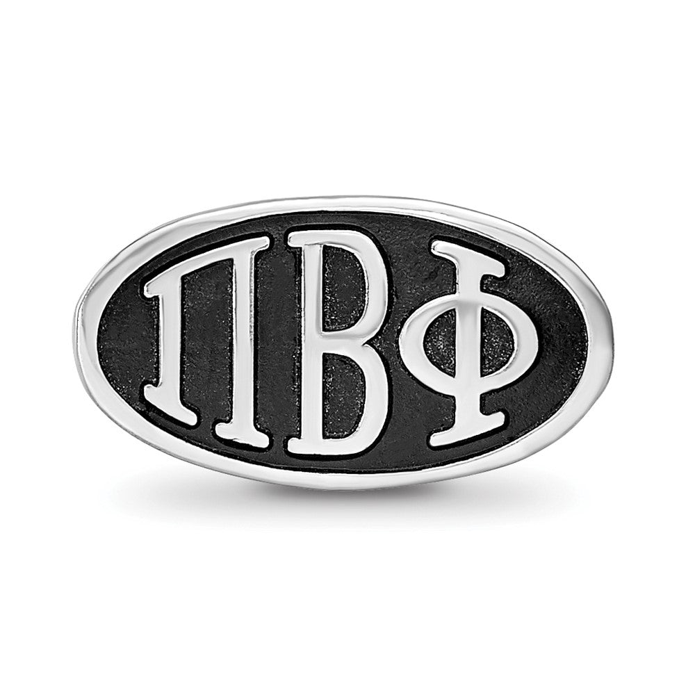 Sterling Silver 15.25mm Pi Beta Phi Sorority Greek Letters Enameled Oval Bead