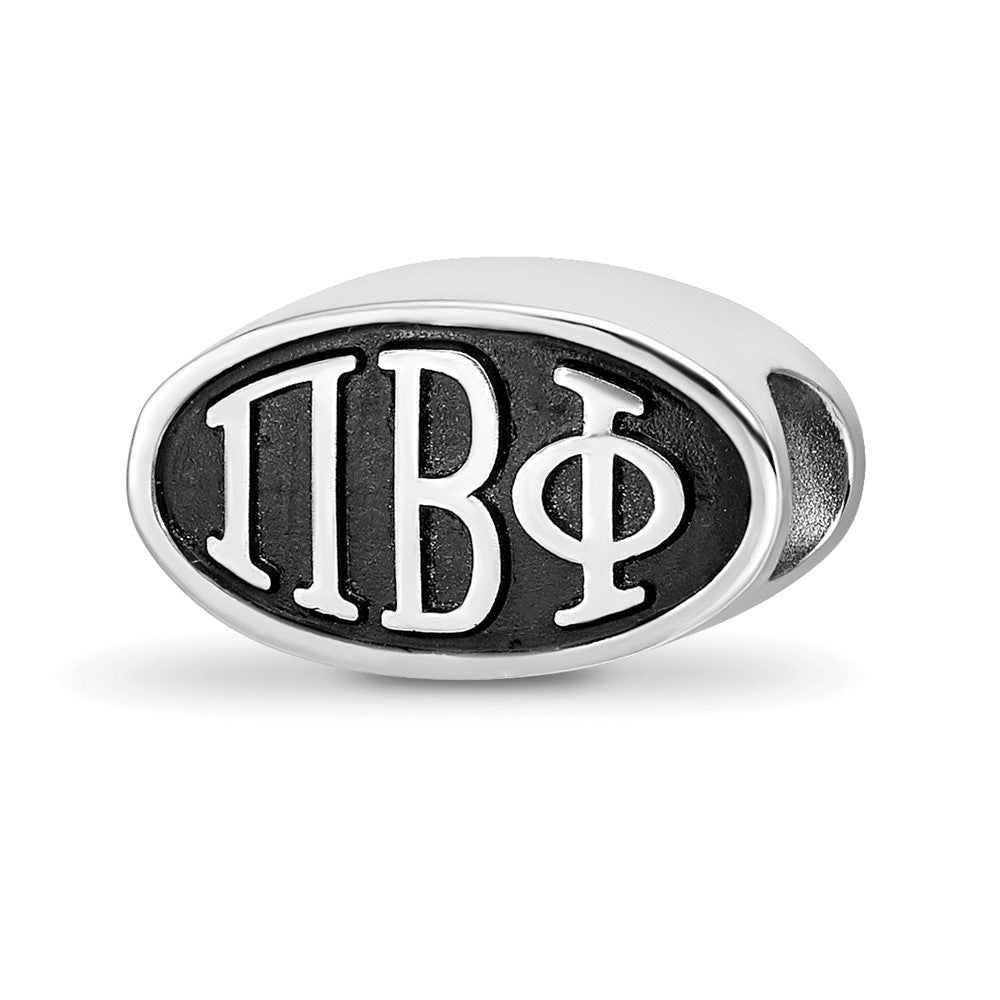 Sterling Silver 15.25mm Pi Beta Phi Sorority Greek Letters Enameled Oval Bead