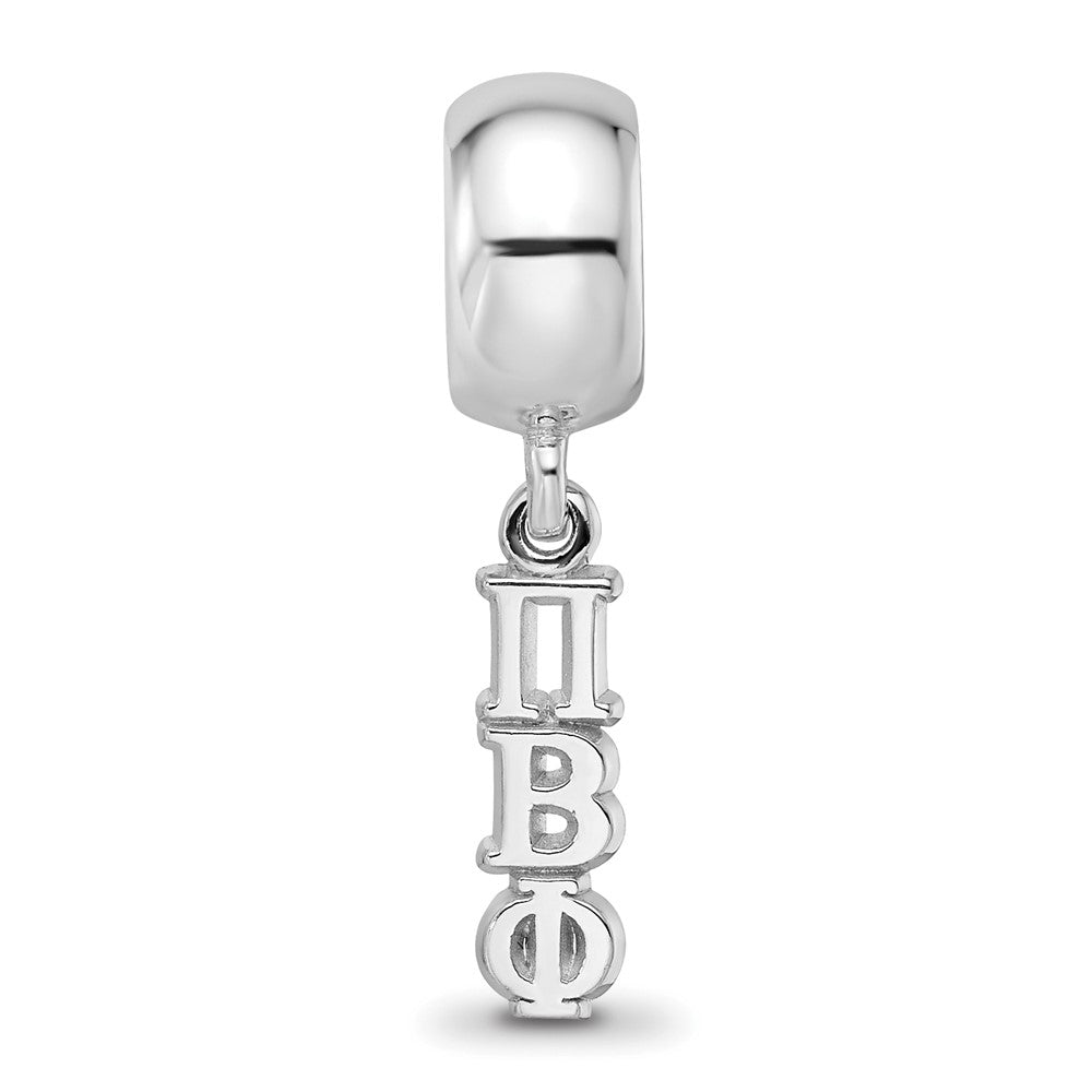 Sterling Silver Rh-plated Pi Beta Phi Vertical Letters on Bead