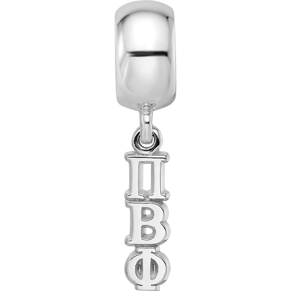 Sterling Silver Rh-plated Pi Beta Phi Vertical Letters on Bead