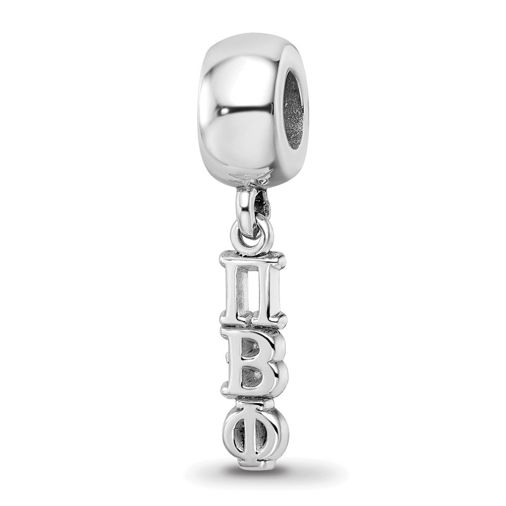 Sterling Silver Rh-plated Pi Beta Phi Vertical Letters on Bead
