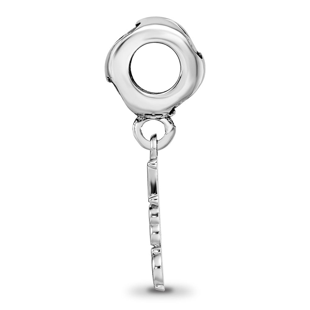 Sterling Silver Rh-plated Pi Beta Phi Vertical Letters on Heart Bea