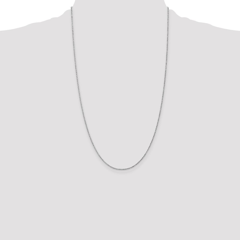 14K White Gold 26 inch .8mm Light Rope with Spring Ring Clasp Chain