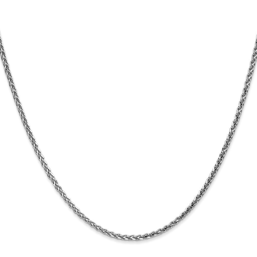 14K White Gold 24 inch 2.1mm Diamond-cut Spiga with Lobster Clasp Chain
