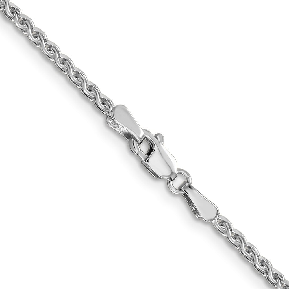 14K White Gold 24 inch 2.1mm Diamond-cut Spiga with Lobster Clasp Chain