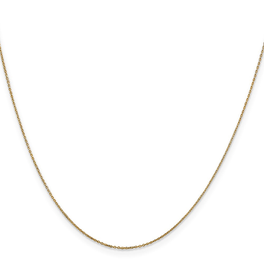 14K 18 inch .6mm Diamond-cut Round Open Link Cable with Spring Ring Clasp Chain