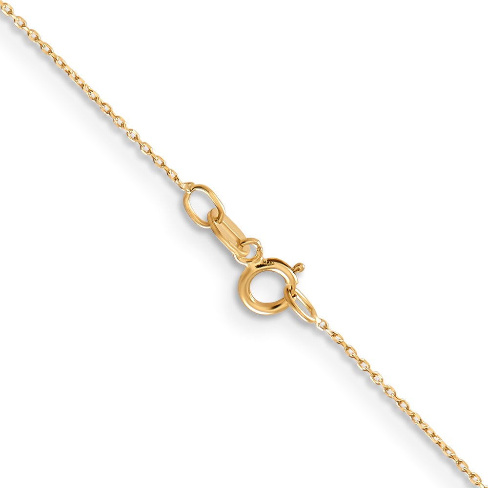 14K 22 inch .6mm Diamond-cut Round Open Link Cable with Spring Ring Clasp Chain