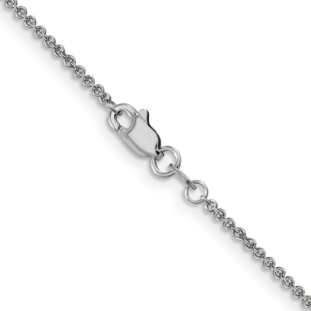 14K White Gold 22 inch 1.4mm Round Open Link Cable with Lobster Clasp Chain