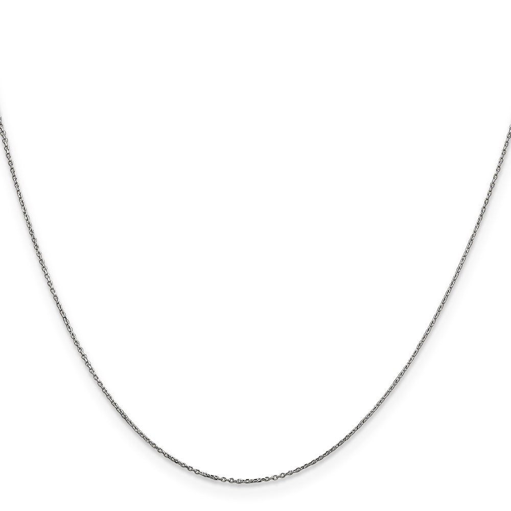 14K White Gold 14 inch .6mm Diamond-cut Round Open Link Cable with Spring Ring Clasp Chain