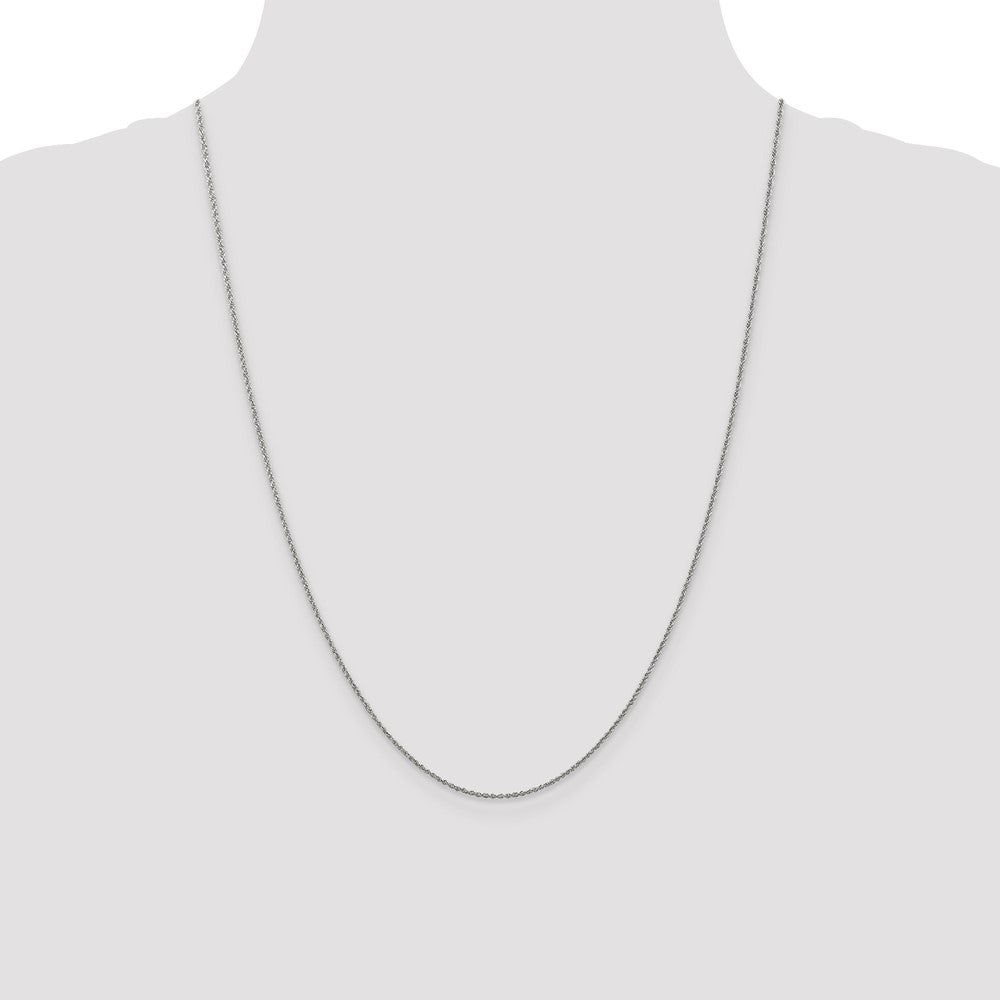 14K White Gold 24 inch 1.1mm Rope with Spring Ring Clasp Chain