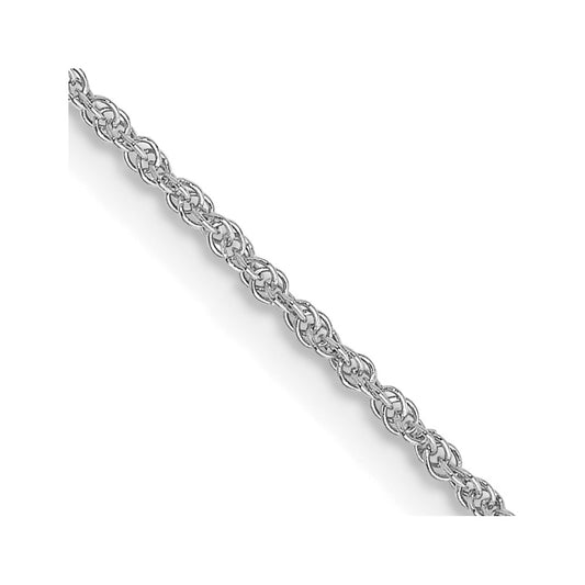 14K White Gold 16 inch 1.1mm Baby Rope with Spring Ring Clasp Chain
