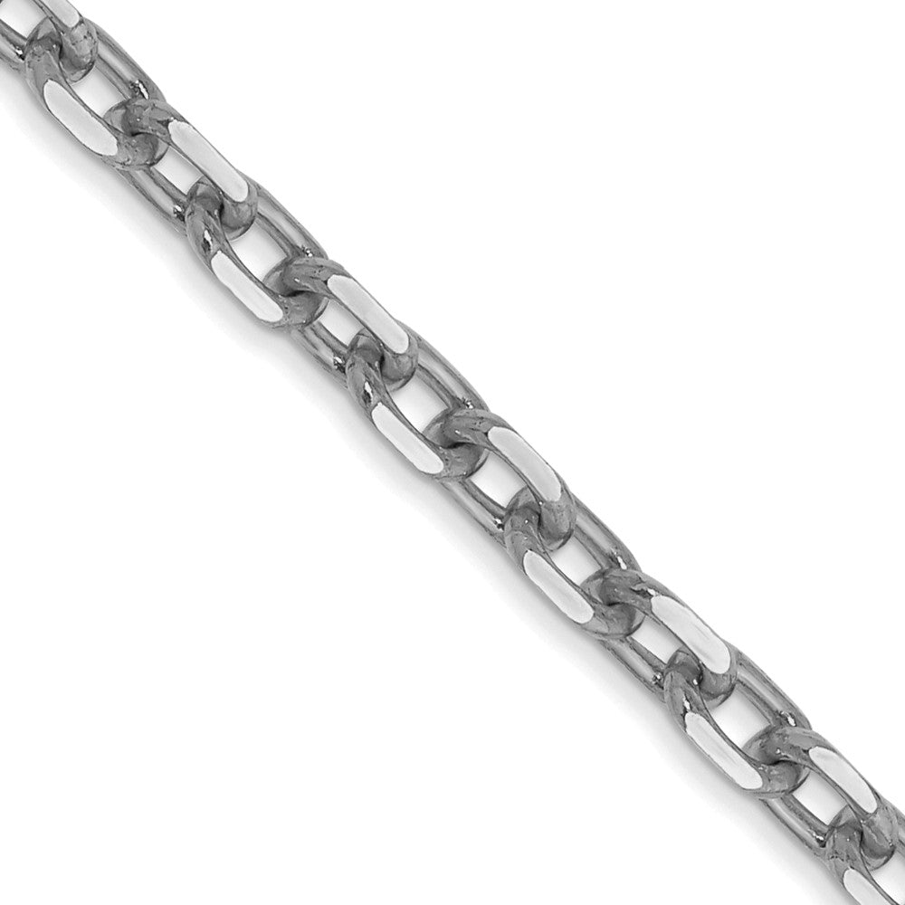 14K White Gold 20 inch 3mm Diamond-cut Round Open Link Cable with Lobster Clasp Chain