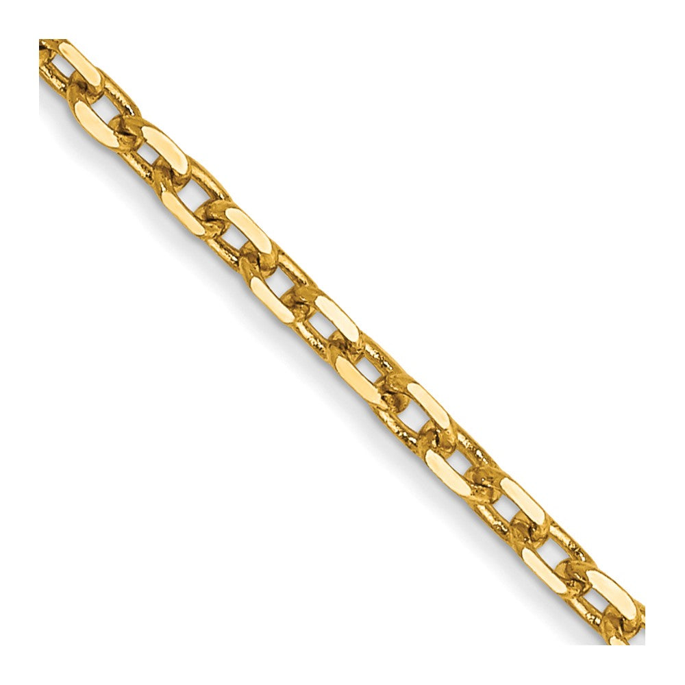 14K 30 inch 1.8mm Diamond-cut Round Open Link Cable with Lobster Clasp Chain