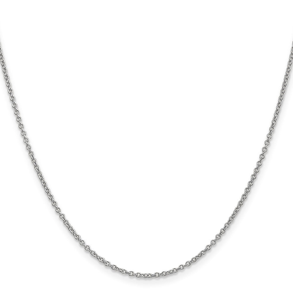 14K White Gold 30 inch 1.4mm Round Open Wide Link Cable with Lobster Clasp Chain