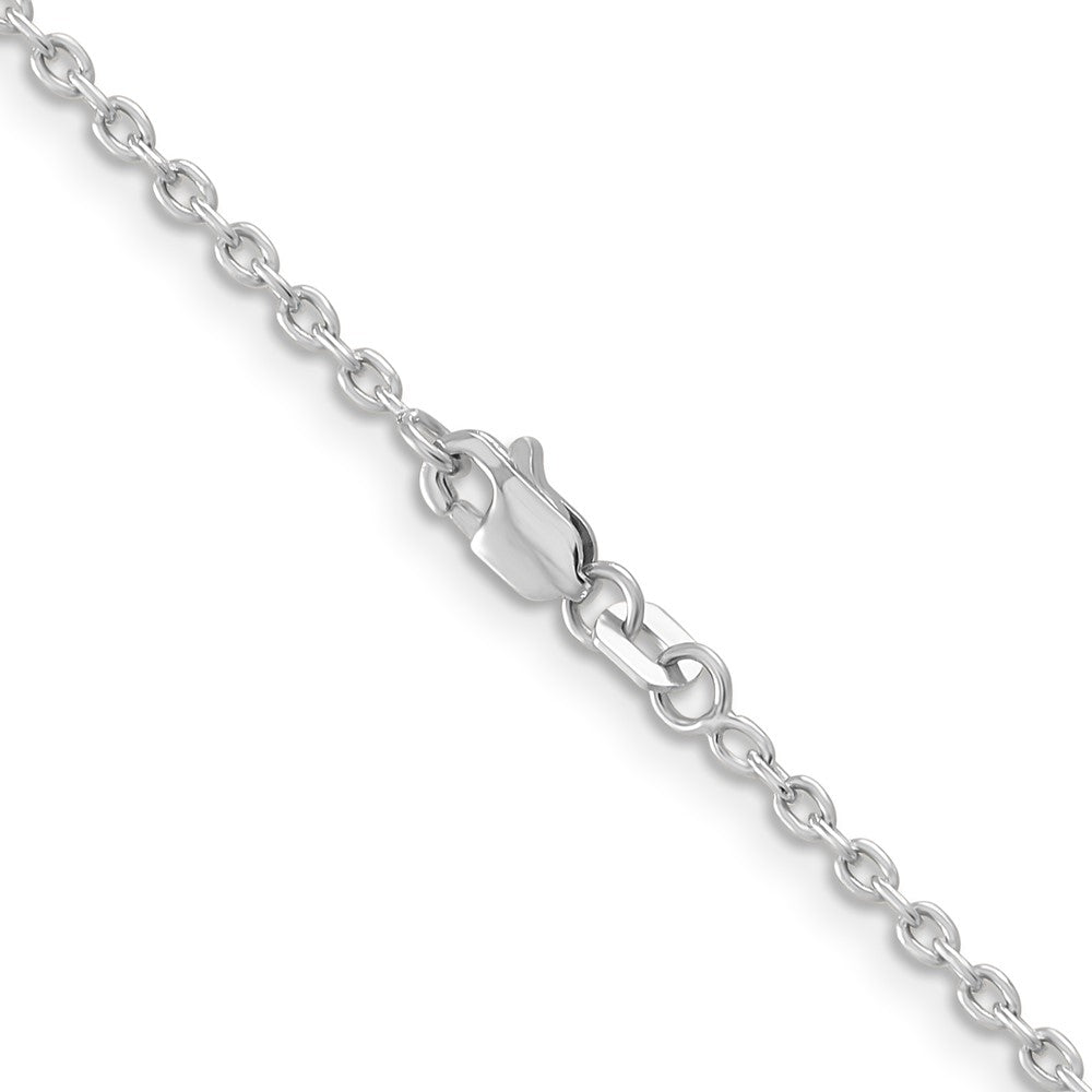 14K White Gold 22 inch 2mm Round Open Link Cable with Lobster Clasp Chain