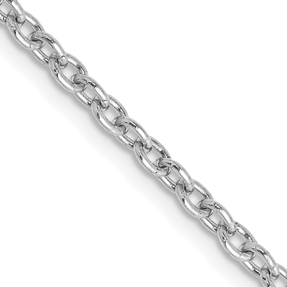 14K White Gold 20 inch 2.4mm Round Open Link Cable with Lobster Clasp Chain