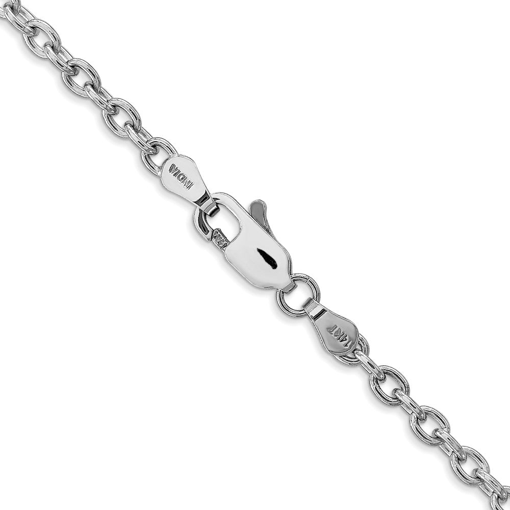 14K White Gold 30 inch 3.2mm Round Open Link Cable with Lobster Clasp Chain