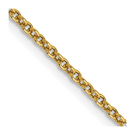 14K 30 inch 1.6mm Round Open Link Cable with Lobster Clasp Chain