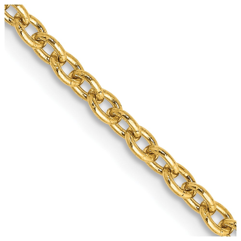 14K 22 inch 2.4mm Round Open Link Cable with Lobster Clasp Chain