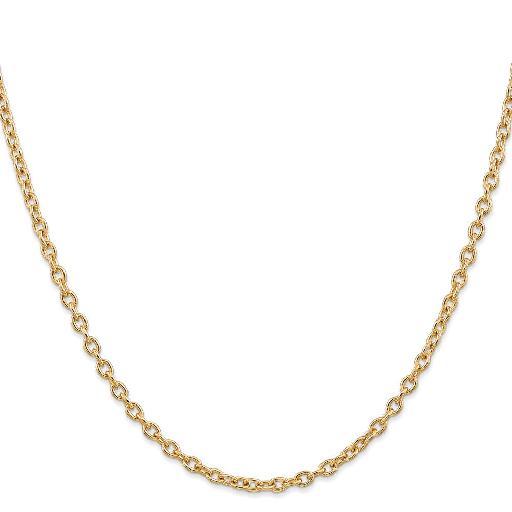 14K 22 inch 3.2mm Round Open Link Cable with Lobster Clasp Chain