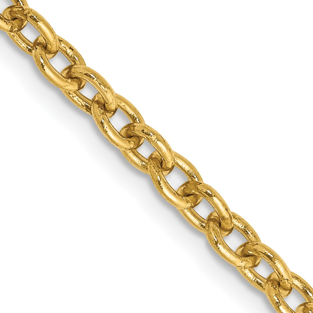 14K 24 inch 3.2mm Round Open Link Cable with Lobster Clasp Chain