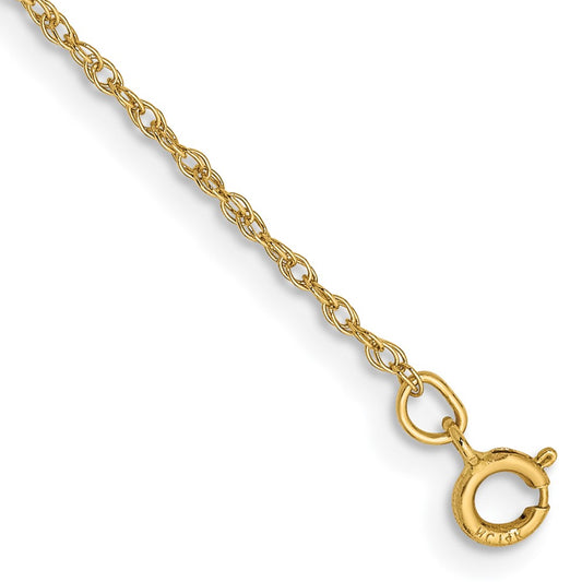 14K 7 inch .8mm Light Rope with Spring Ring Clasp Chain