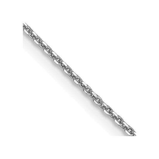 14K White Gold 22 inch .9mm Diamond-cut Round Open Link Cable with Lobster Clasp Chain