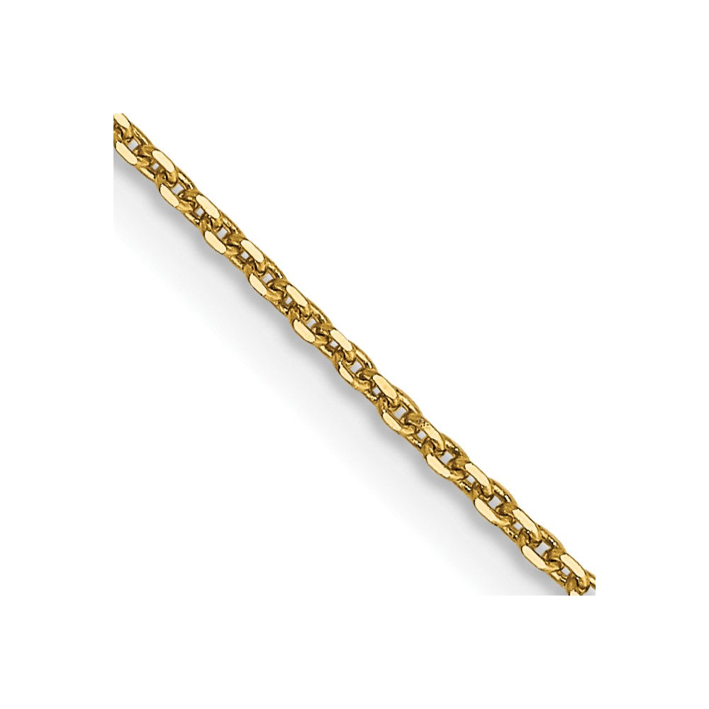 14K 24 inch .9mm Diamond-cut Round Open Link Cable with Lobster Clasp Chain