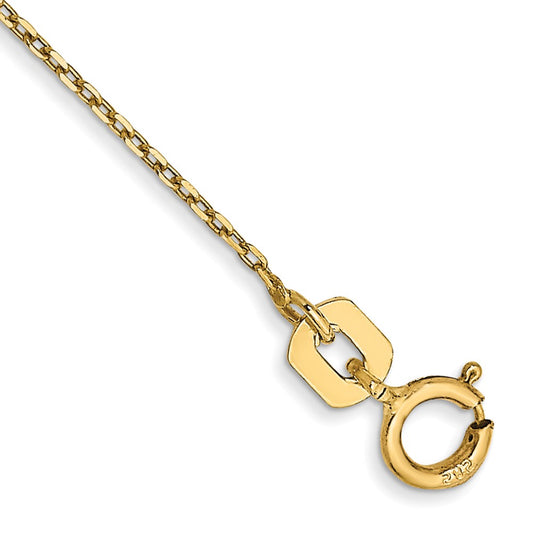 14K 9 inch .8mm Diamond-cut Cable with Spring Ring Clasp Anklet