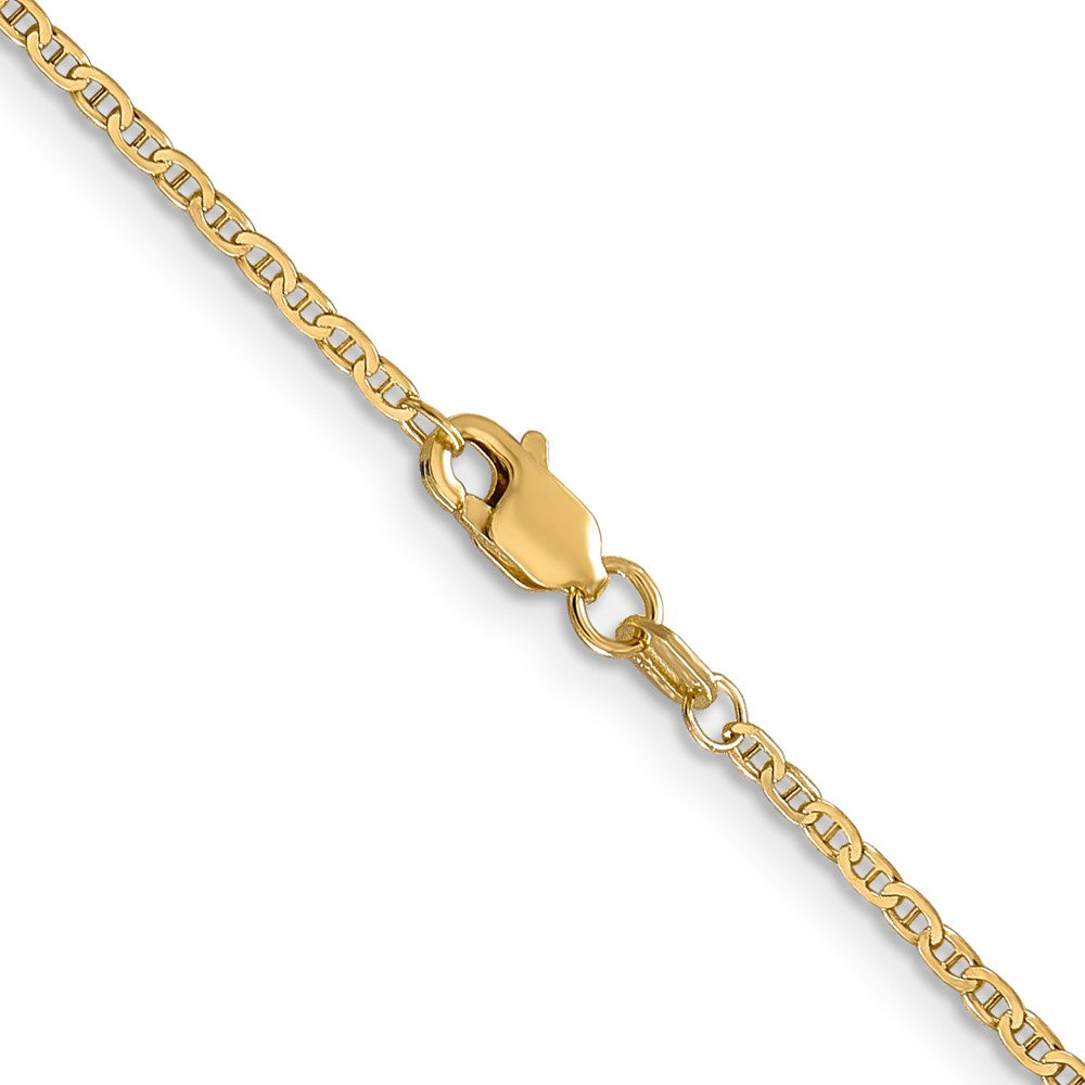 14K 22 inch 1.5mm Lightweight Flat Anchor Link with Lobster Clasp Pendant Chain