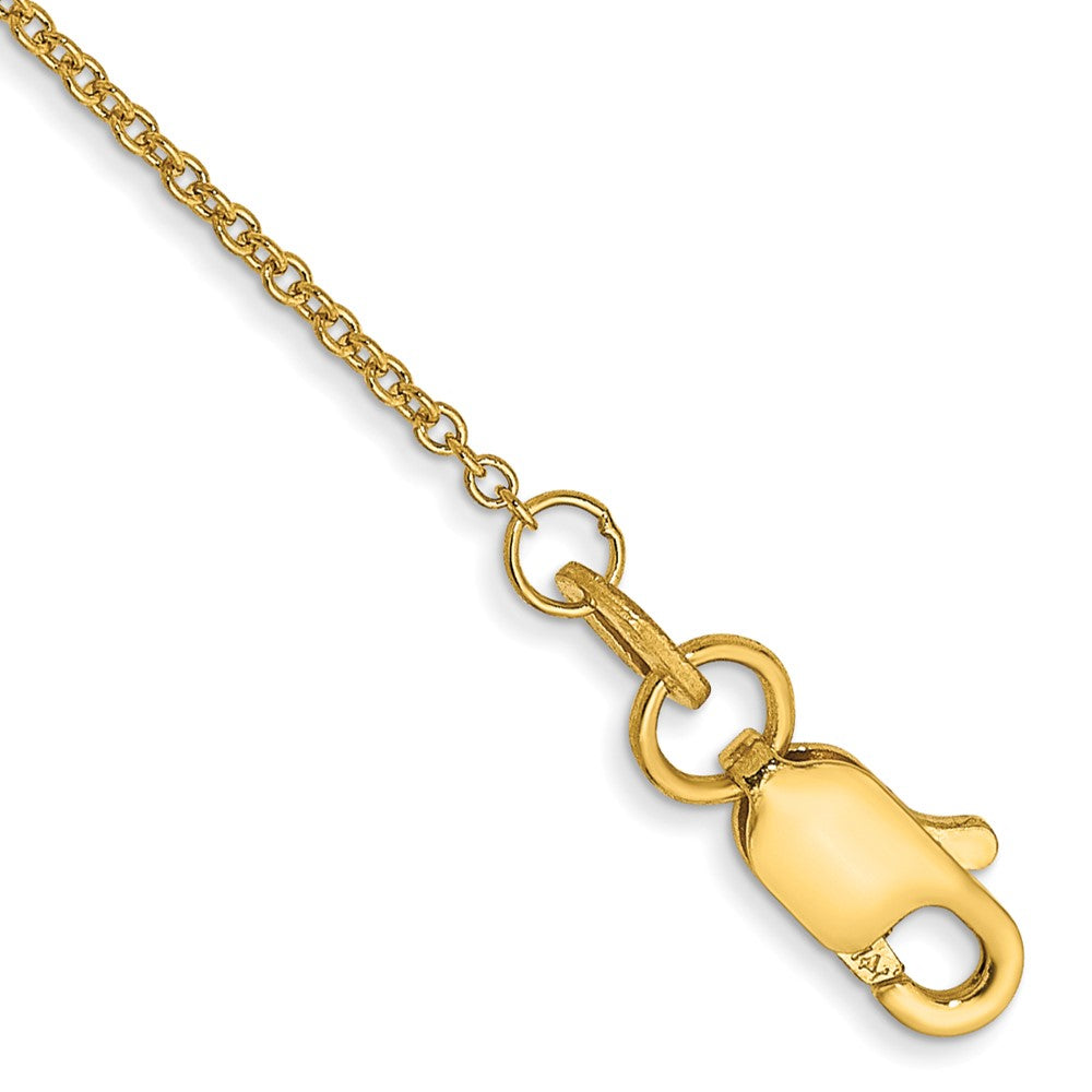 14K 9 inch 1mm Round Open Link Cable with Lobster Clasp Anklet