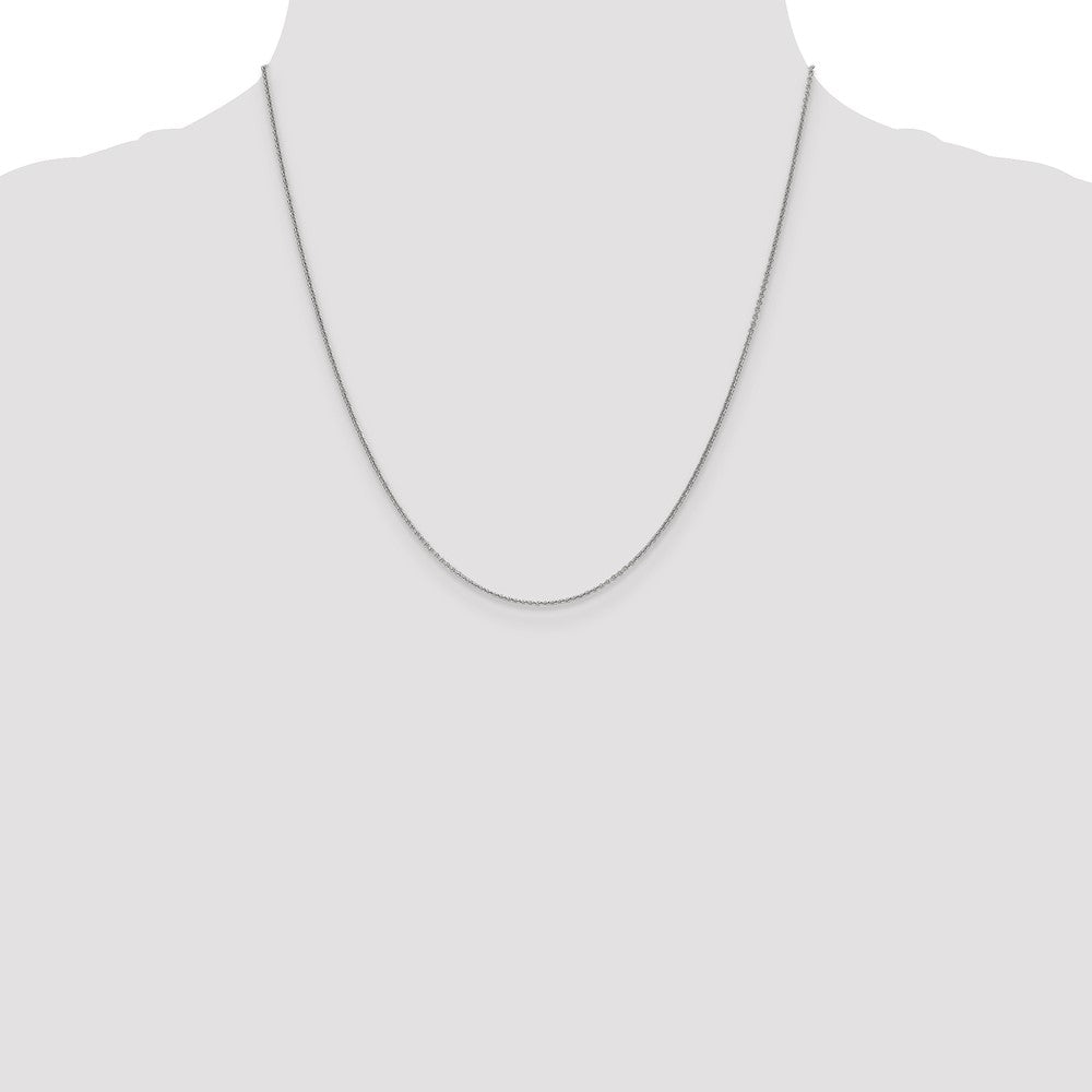 14K White Gold 20 inch 1mm Round Open Link Cable with Lobster Clasp Chain